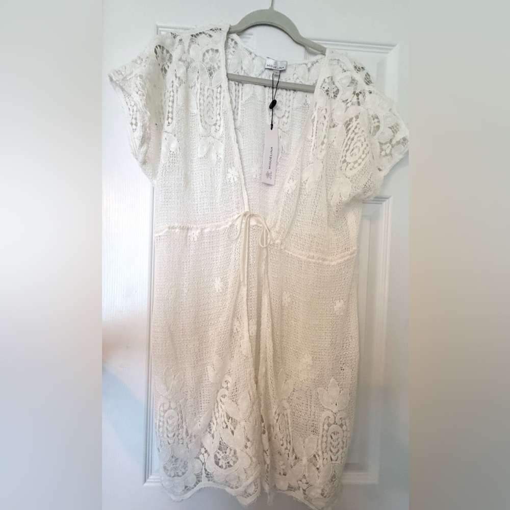 Miguelina Cream Lace Swim Coverup. NWT Medium